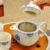 Ấm trà gốm sứ màu xanh và trắng lớn dầm sứ màu xanh và trắng nồi kung fu bộ trà đen bộ trà đen bình sứ màu xanh và trắng - Trà sứ