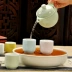 Ấm trà gốm sứ màu xanh và trắng lớn dầm sứ màu xanh và trắng nồi kung fu bộ trà đen bộ trà đen bình sứ màu xanh và trắng - Trà sứ