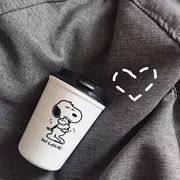 YN tự chế kiểu Hàn Quốc in lưới màu đỏ dễ thương Snoopy cầm tay ly cà phê cốc cách nhiệt chống cặn 350ml - Tách