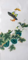 CH3 Китайская живопись Гонгби Цветок и птиц, Милонг ​​Трехфу Фута 45x90 см. Картина сердца чистая рука