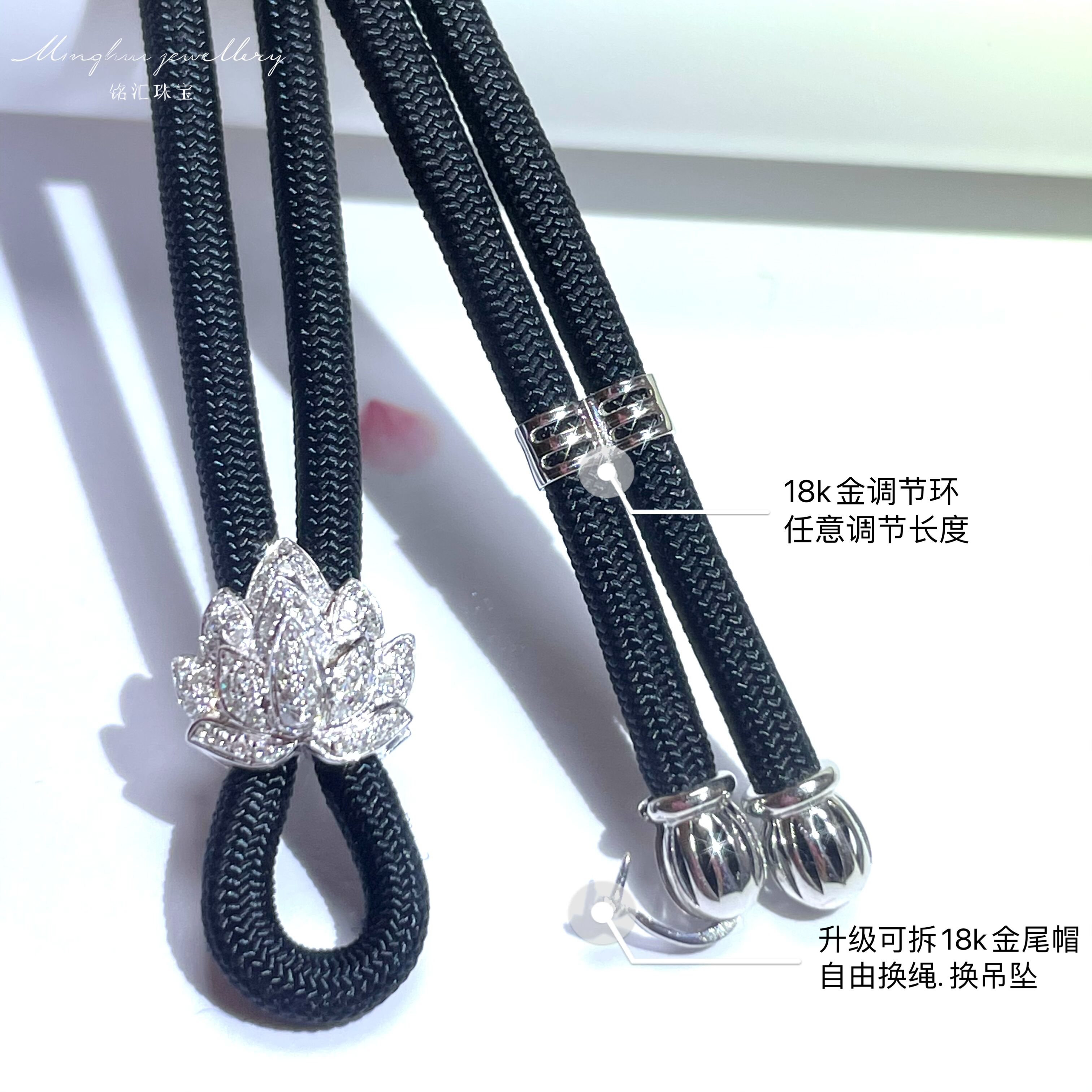 18K Platinum Lotus + Adjusting And Upgrading Tail CapHot money 18 karat gold  South Africa Diamonds Emerald Jade article Jewellery chain Men's and women's money Versatile Lanyard Pendants AU750