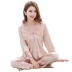 Bộ đồ ngủ nữ mùa hè dài tay lụa băng phù hợp với đồ ngủ lụa mùa xuân và mùa thu Hàn Quốc phiên bản mỏng của dịch vụ nhà lụa XL đồ bộ dài tay mặc nhà Bộ Pajama