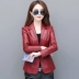 2019 mùa thu mới Hained leather leather nữ ngắn Phiên bản Hàn Quốc của bộ đồ giảm béo mỏng cổ áo khoác da nhỏ - Quần áo da
