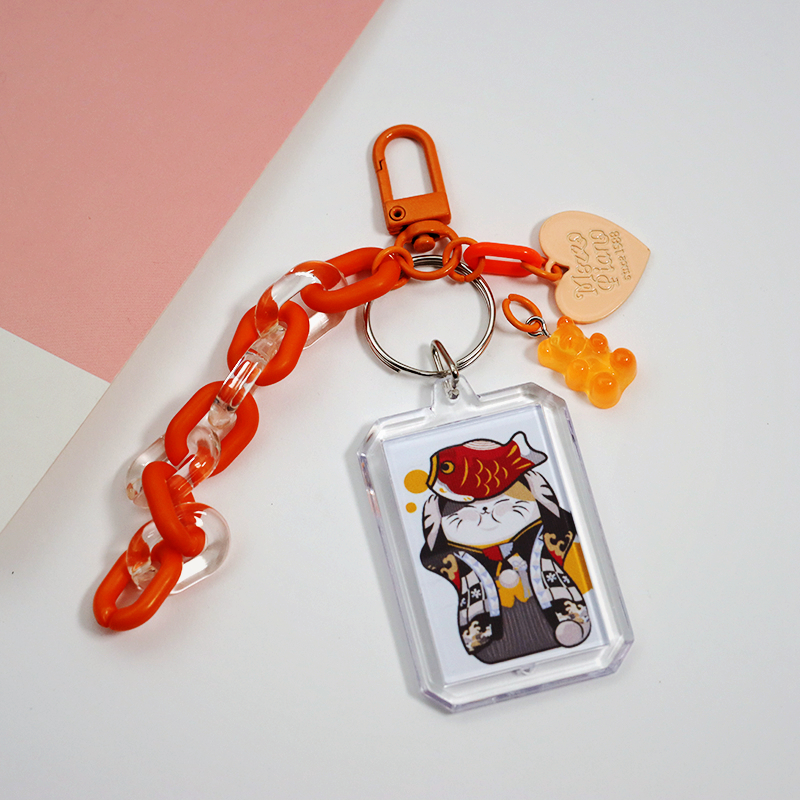 Orange A554 & No Photosins Star chasing girl idol ID Photo Beading Key buckle Hanging decoration Bag hanging chain phone chain package Chain Cartoon