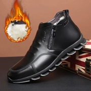 Giày cotton nam mới Giày nam mùa đông nam cộng với nhung dày, chất liệu cotton mềm, cao, giày len cao gót chống trượt