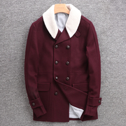 Thẻ mùa thu mùa đông mới áo len nam Hàn Quốc phiên bản của áo gió áo khoác nam đôi ngực áo giản dị 0824