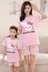 Dễ thương hello kitty cha mẹ và con đồ ngủ mùa hè mẹ và con gái ngắn tay cô gái trong các cậu bé lớn bông dịch vụ nhà phù hợp với jumpsuit hoạt hình cho cả nhà Cha mẹ và con