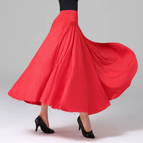 Danbao Luo Plaza Юбка Bing шелк Юбка дружбы белая средняя и пожилая танцевальная юбка 720 градусов Современная танцевальная длинная юбка