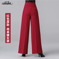 Мисс (простая высокая талия) женские штаны темно -красная толстая модель