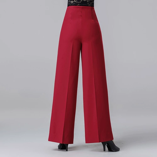 Штаны, высокая талия, свободный прямой крой