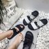 Dép đi trong nhà dép dual-sử dụng nữ mùa hè ulzzang Harajuku chữ thập dây đeo đáy phẳng kích thước lớn dép của phụ nữ 2018 new Sandal