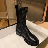 Martens, короткие сапоги в английском стиле с молнией со шнурками, средней длины, в британском стиле, из натуральной кожи