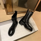 Martens, короткие сапоги в английском стиле с молнией со шнурками, средней длины, в британском стиле, из натуральной кожи