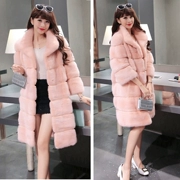 Áo khoác lông nhung nước giả da nữ dài 2018 mùa đông mới Hàn Quốc phiên bản cổ áo cổ lông lông thú nữ đặc biệt