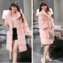 Áo khoác lông nhung nước giả da nữ dài 2018 mùa đông mới Hàn Quốc phiên bản cổ áo cổ lông lông thú nữ đặc biệt áo khoác lông uniqlo