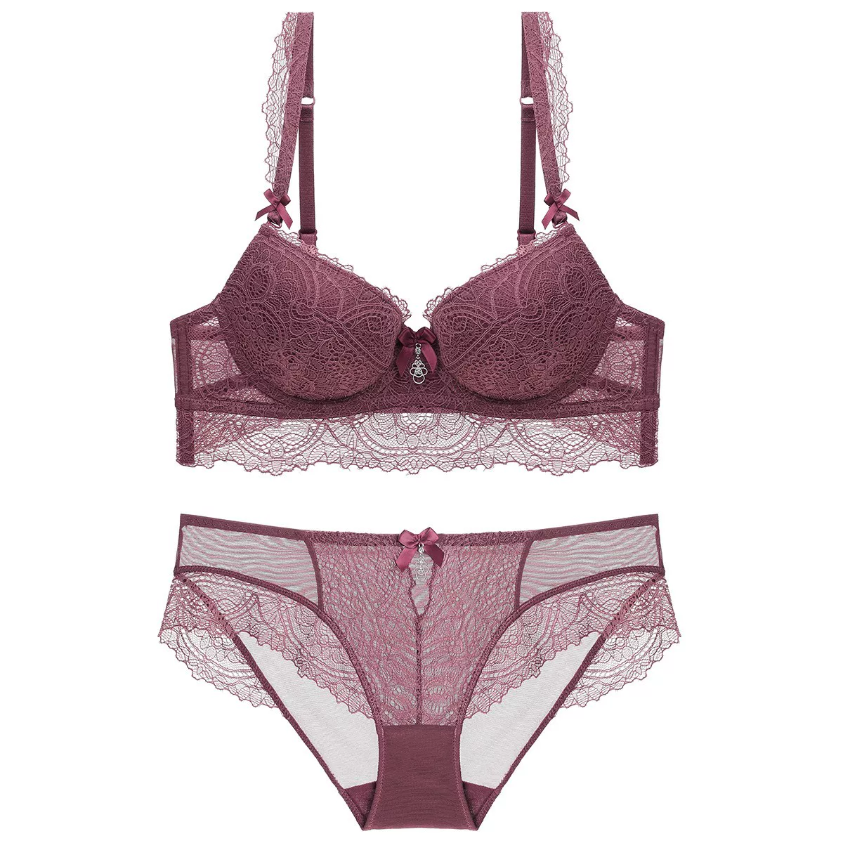 Removable sexy bra, underwear, supporting lace set