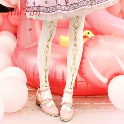 taobao agent Girl seven points sweet original rose crown printed velvet 100d personality versatile Japanese pantyhose female free shipping