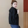 Áo khoác lửng nữ size lớn 2019 xuân hè mới Thời trang Hàn Quốc áo hoodie rộng tay áo dài tay áo khoác nữ - Áo khoác ngắn áo jean nữ