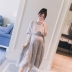 Thai sản mặc 2018 mùa hè mới Hàn Quốc phiên bản của tươi nhỏ lưới Một từ lỏng thời trang phụ nữ mang thai hot mom dresses
