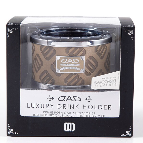 Authentic Japanese GARSON DAD Diamond Crystal Leather Black Car Cup Holder Air Outlet Beverage Holder