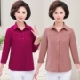 Áo sơ mi tay dài trung niên xuân hè tám điểm cỡ lớn cho mẹ tải áo dài tay Áo thun cotton nữ trung niên - Quần áo của mẹ đầm dự tiệc tuổi trung niên