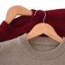 Áo len cashmere nam cổ tròn dày áo len nhung của mùa thu và mùa đông áo len lỏng màu rắn kích thước lớn đáy áo nhung quần áo nam Kéo qua