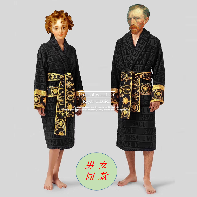 Black Bathrobe (M Or L)European style White towel 3-piece set model houses TOILET decorate pure cotton black Male and female luxurious thickening water uptake Bath towel