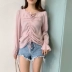 Cổ áo vuông dây rút cotton hàng đầu dài tay áo Trumpet tay áo ren cổ áo Lady Wild 2020 mùa xuân hè phụ nữ áo sơ mi - Áo sơ mi