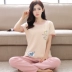Hàn Quốc phiên bản bông đồ ngủ của phụ nữ mùa hè quần ngắn tay phần mỏng dịch vụ nhà có thể được đeo bên ngoài cắt quần phù hợp với kích thước lớn mùa xuân và mùa thu bộ đồ thể thao nữ Bên ngoài ăn mặc