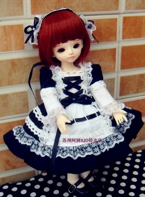 taobao agent 苏州阿姨 BJD spot baby clothing 3 points, 4 minutes, 6 minutes, black and white classic maid dress, free shipping underwear