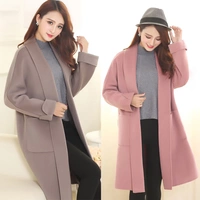 Nữ hoàng lái xe đến mùa thu 2017 cho phụ nữ áo len cashmere hai mặt, len hai mặt khâu tay, áo khoác dài - Áo len lót đôi áo khoác gió nữ