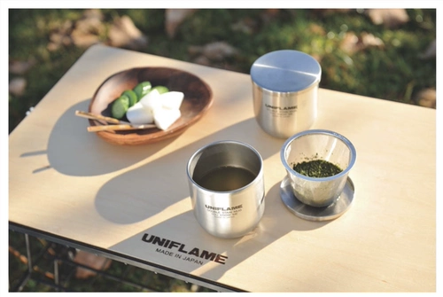 Япония -Сделано Uniflame Yunomi SUS Outdoor Двойной слой из нержавеющей стали чашка чашка с чаем с утечкой чая