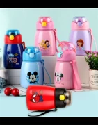 Cốc cách nhiệt cho trẻ em Disney Spider-Man với ống hút mẫu giáo 350ML Mẫu dễ thương Ấm siêu tốc 304 - Tách