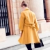 [Thương hiệu cửa hàng giảm giá] Ou Yuer Lantern tay áo eo loin jacket nữ phần dài áo len nữ áo khoác nữ hàng hiệu Trung bình và dài Coat