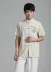 Quần áo nam Tang phù hợp với nam ngắn tay mùa hè cotton và áo sơ mi vải lanh nam Phong cách Trung Quốc Hanfu trang phục dân tộc quần vải nam Trang phục dân tộc