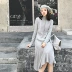 Daxi tự làm 2018 thu đông quần áo mới V-cổ không tay váy vest dày chạm đáy váy đan chân váy công sở váy đầm