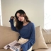2018 mới của Hàn Quốc phiên bản của chic đầu mùa thu sơ mi lười biếng mỏng đáy áo hoang dã lỏng dài tay T-Shirt nữ sinh viên