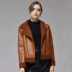 Mùa thu và mùa đông da mới của phụ nữ mỏng lông một áo khoác hoang dã xe máy da bình thường áo khoác da nhỏ - Quần áo da áo bomber da lộn Quần áo da