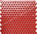 Красная керамика мозаика шестигранной шестигранной плитки фона фона стена стена кирпичная ванная комната ванная тибетская