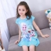 Mùa hè nightdress trẻ em của đồ ngủ công chúa 4 ngắn tay áo 6 váy 8 trẻ em lớn 3-5-7-9 năm cô gái cũ 11