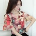 Lỏng t-shirt nữ ngắn tay in không khí nước ngoài áo sơ mi nhỏ mùa hè Hàn Quốc phiên bản lá sen tay áo hoang dã nửa tay áo máy tim voan quần áo