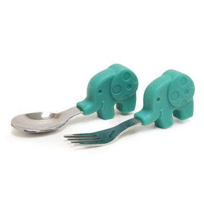 加拿大Marcus叉勺不锈钢训练卡通造型短柄勺叉宝宝练习独立用餐具