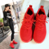 Giày thể thao màu đỏ của phụ nữ tăng vớ thường cao giày Hàn Quốc ulzzang mùa xuân hoang dã 2018 mới Giày cao gót