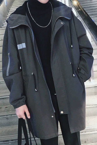 Длинная весенняя трендовая куртка с капюшоном для отдыха для школьников, 2019, в корейском стиле