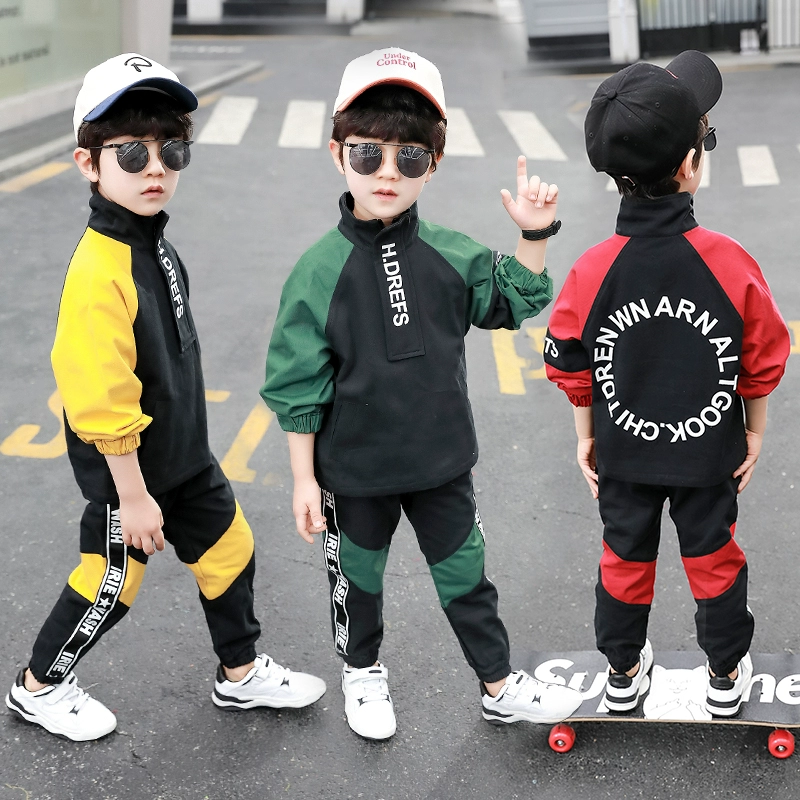 Bộ đồ bé trai 2020 mùa xuân và mùa thu màu trẻ em phù hợp với phiên bản Hàn Quốc của áo khoác trẻ em thời trang áo khoác trẻ em áo len - Phù hợp với trẻ em