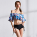 Hoa hồng gợi cảm ruffled thép tấm tập hợp chia bikini nữ đồ bơi nóng mùa xuân thả vai đồ bơi mỏng - Bikinis shop do boi Bikinis