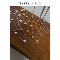 TKSTYLEACC DONADY Прошлый европейский и американский ожерелье с холодным ветром Упрощенная текстура металлическая строчка цепи свитера