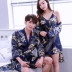 Couple áo ngủ nữ mùa hè nam Hàn Quốc phiên bản Nhật Bản đồ ngủ băng lụa dây đeo nightdress mô phỏng lụa áo choàng tắm áo choàng tắm áo choàng ngủ nam nữ Night Robe