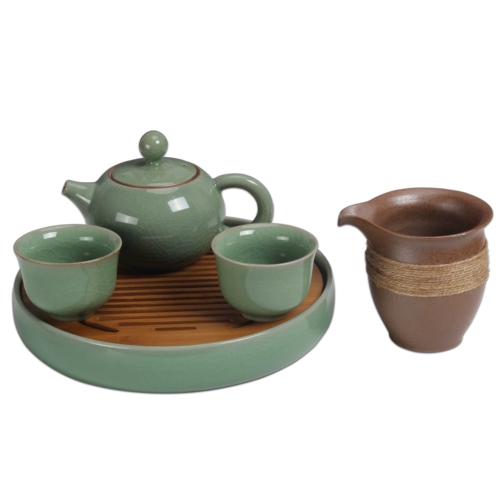 Jiaqingfang Longquan Celadon Tea Ceremony аксессуары дома 1 чайник 1 чайный море 2 чайная чашка 1 Bamboo Tea Tay 5 кусочков чая набор