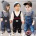 Cộng thêm quần yếm độn cotton 12-3 tuổi quần denim cho bé trai bé gái mùa thu và mùa đông quần trẻ sơ sinh quần bò lót lông cho bé Quần jean